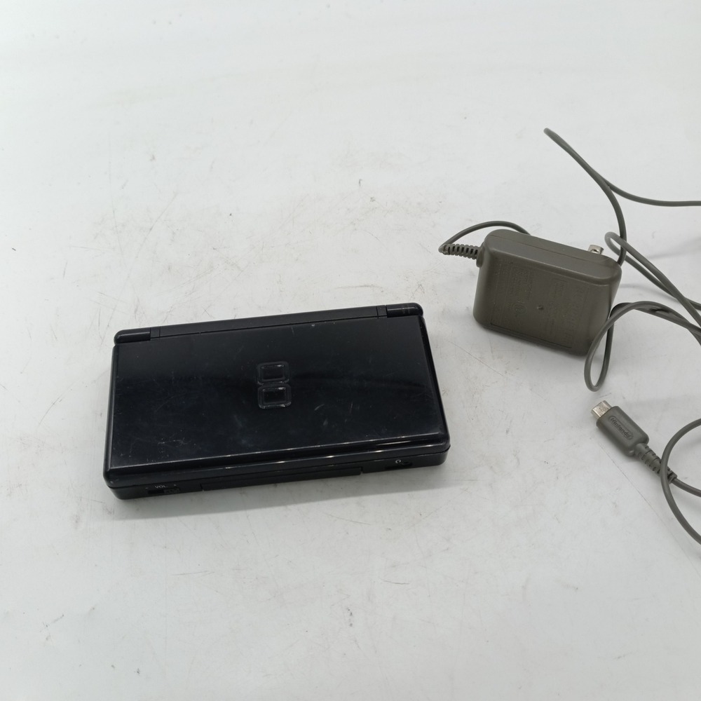 Nintendo DS Lite Onyx Black USG-001 Console for Parts Repair with AC Adapter